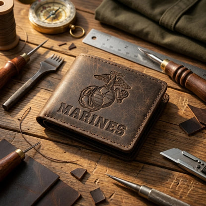 Cowhide Leather Military Billfold Wallet
