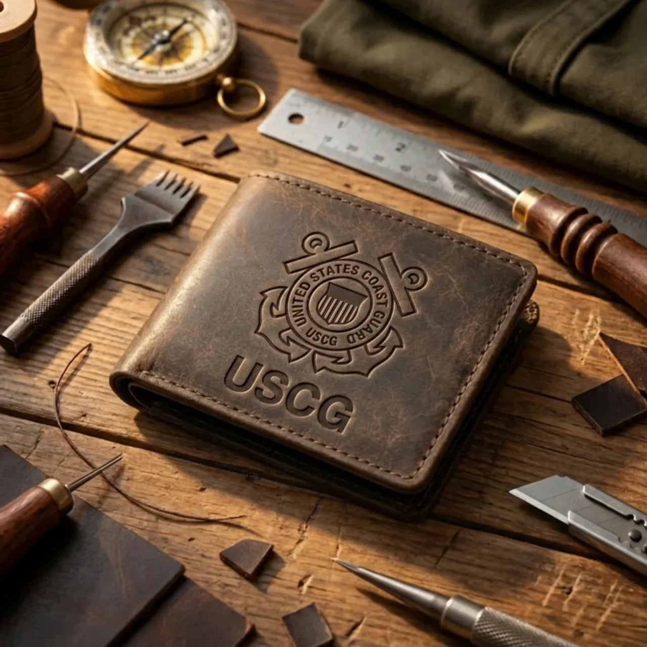 Cowhide Leather Military Billfold Wallet